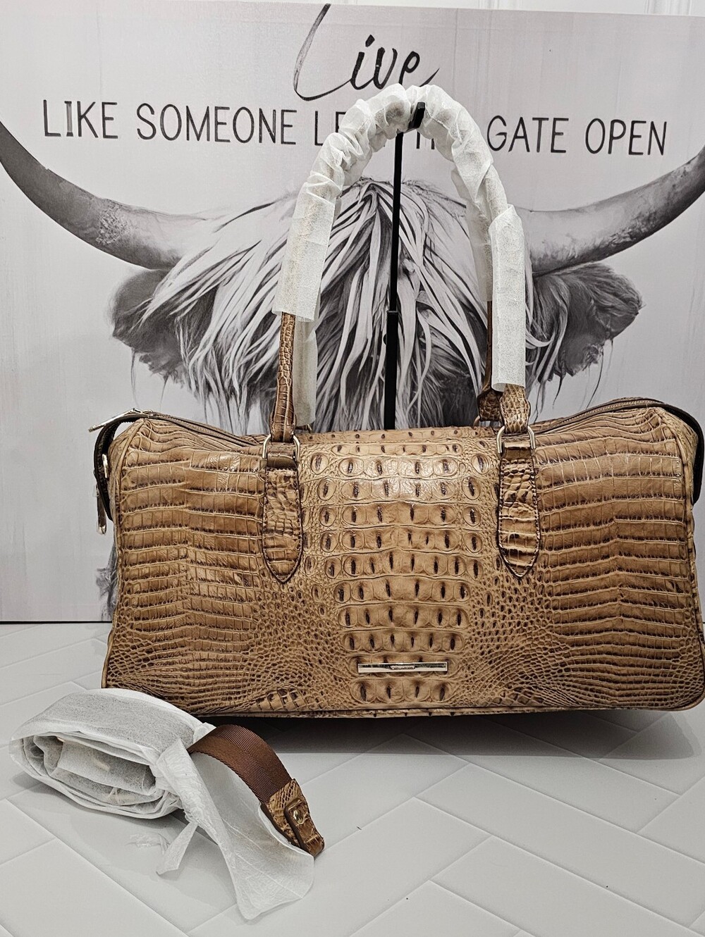 NWT Brahmin Myla Toffee Alden Road Leather Travel Bag Crossbody